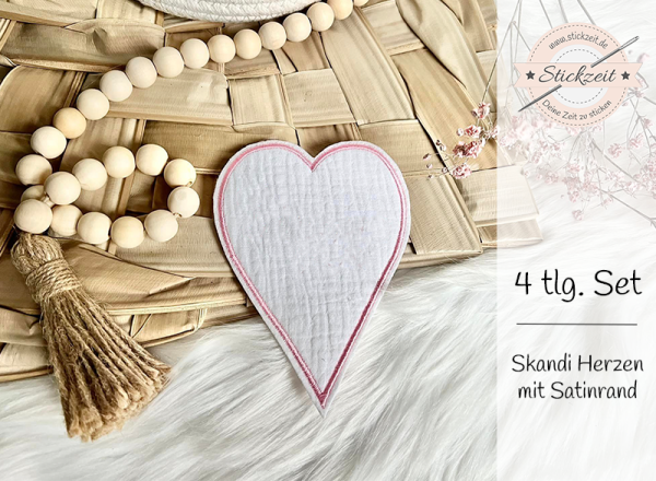 Skandi Herzen mit Satinrand